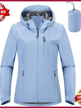 Lightweight Waterproof Rain Jacket with Hood Packable for Cycling Running